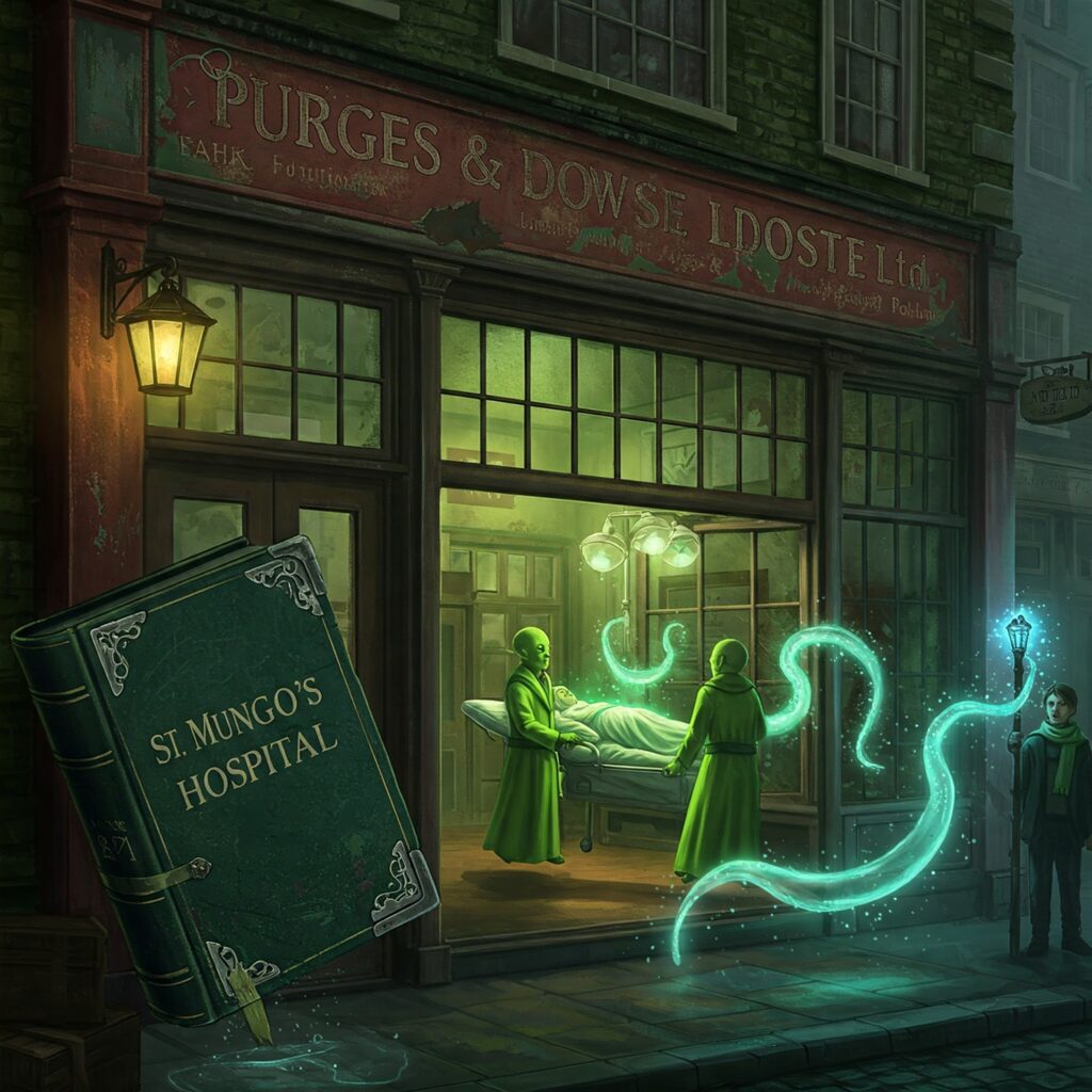 St. Mungo’s Harry Potter hospital in book secrets ward scene.