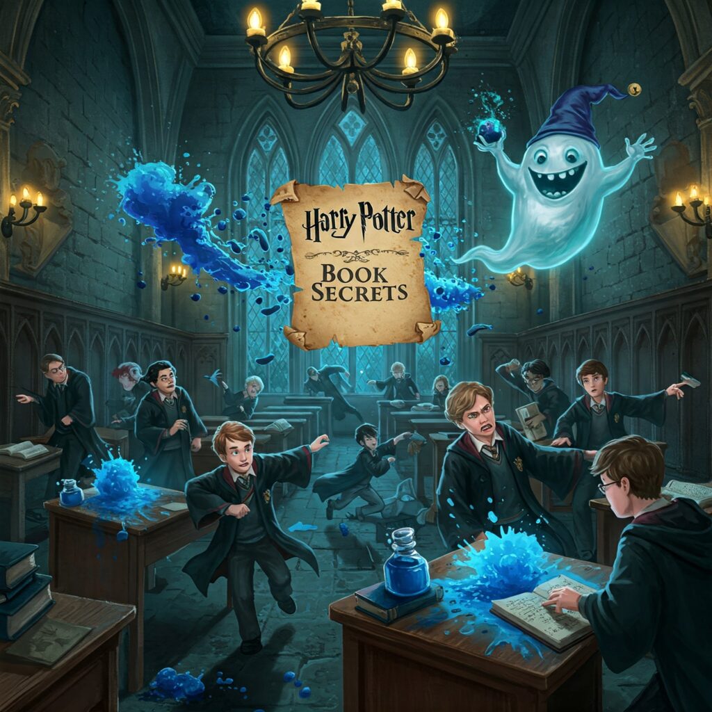 Peeves the Poltergeist in book secrets ink prank scene.