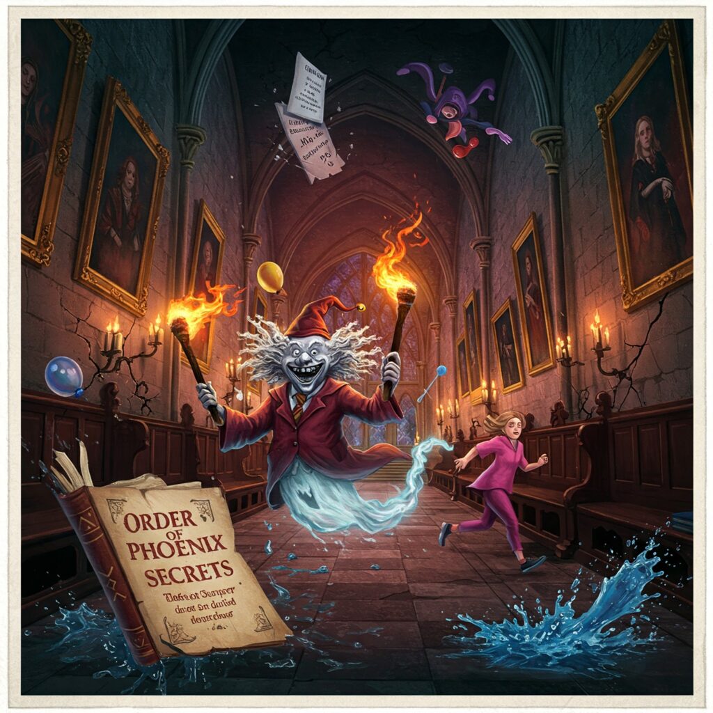 Peeves the Poltergeist in Order of Phoenix secrets rebellion scene.