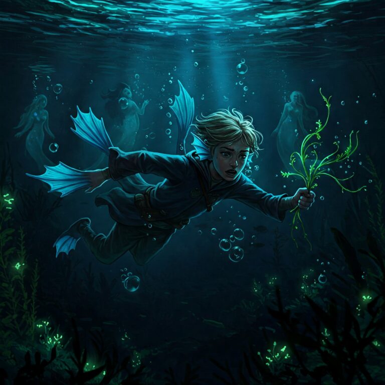 Harry Potter Gillyweed glowing in Black Lake with magical plants and wizarding world magic.