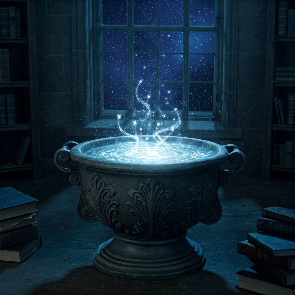 Harry Potter Pensieve in wizarding world magic magical memories Hogwarts mysteries.