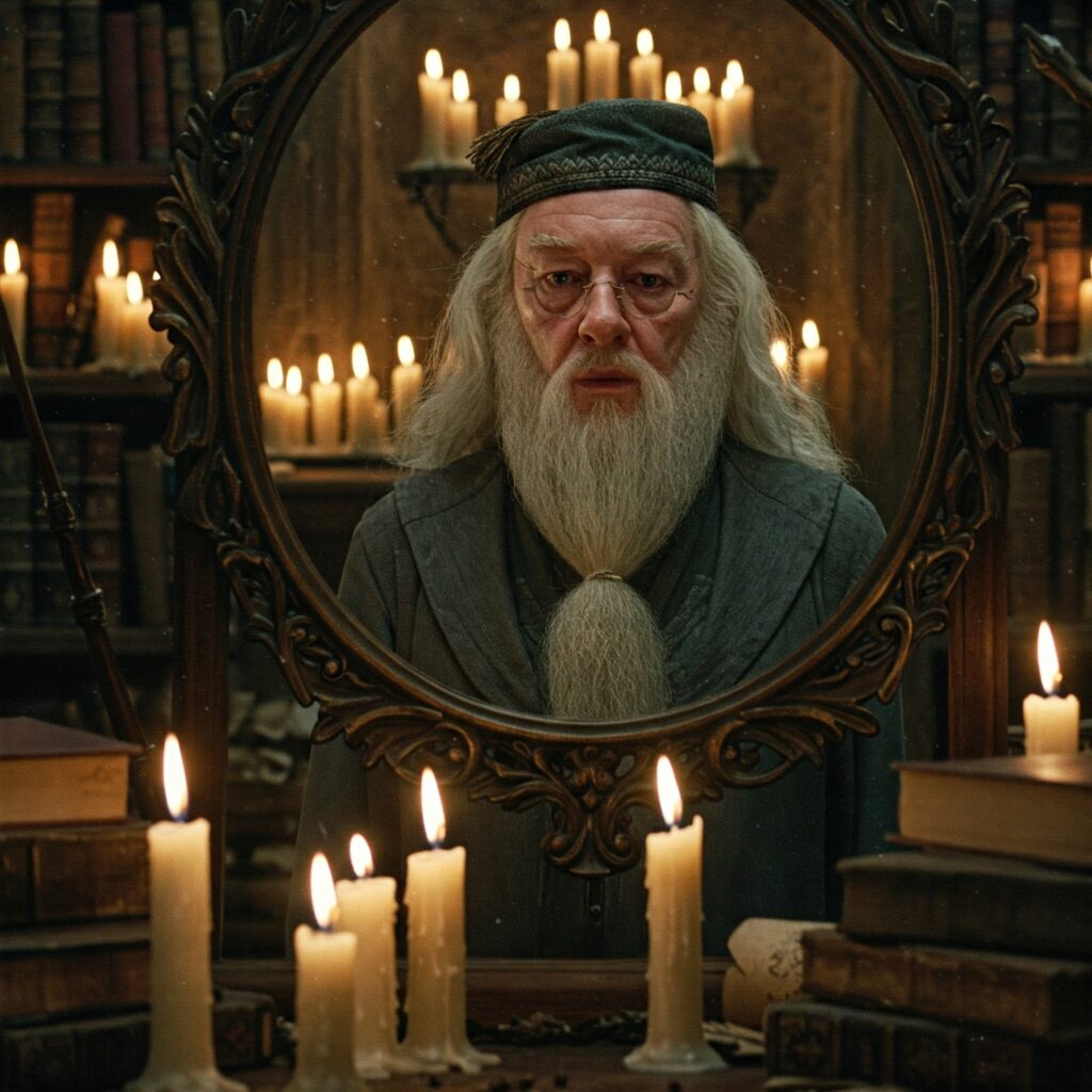 Harry Potter Mirror of Erised Dumbledore warning magical artifacts Hogwarts heartbreaking magic book secrets.