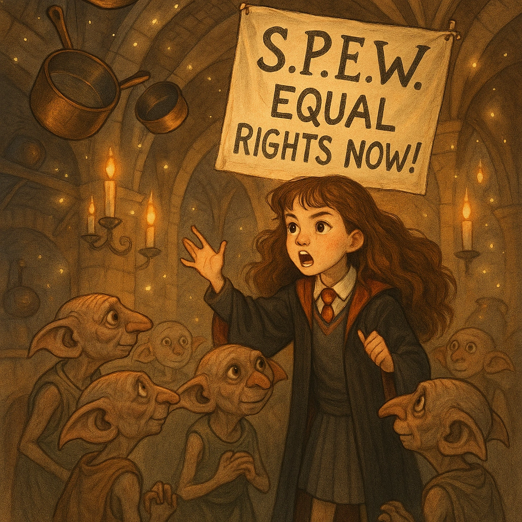 Hermione Granger fights for wizarding rights with S.P.E.W.