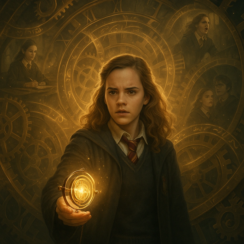 Hermione Granger using Time-Turner to reshape wizarding history
