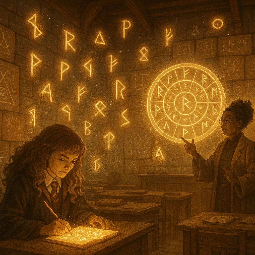 Ancient Runes lesson on Harry Potter languages at Hogwarts