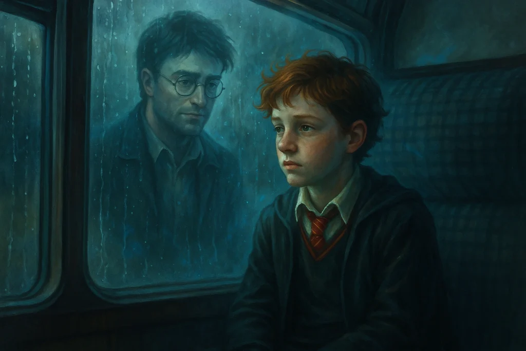 Albus Potter reflecting on family legacy in a Harry Potter Cursed Child scene