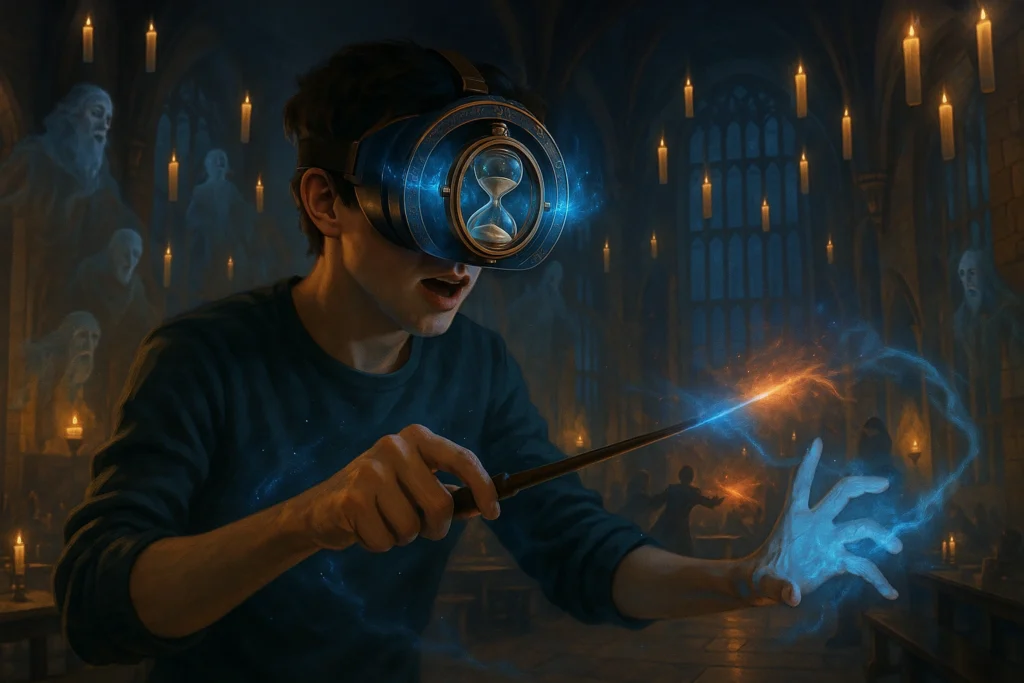 VR headset transforming reality in Harry Potter video games experience