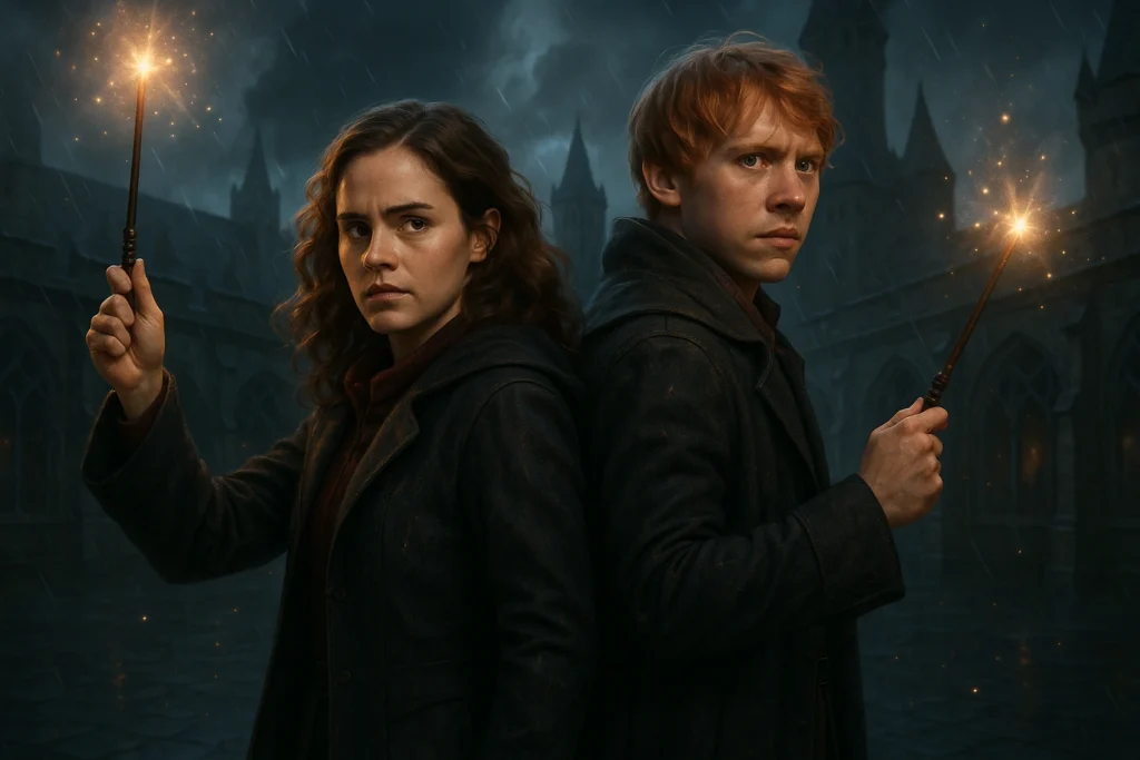 Reimagined fantasy-style image of Ron and Hermione for the upcoming Harry Potter HBO series.