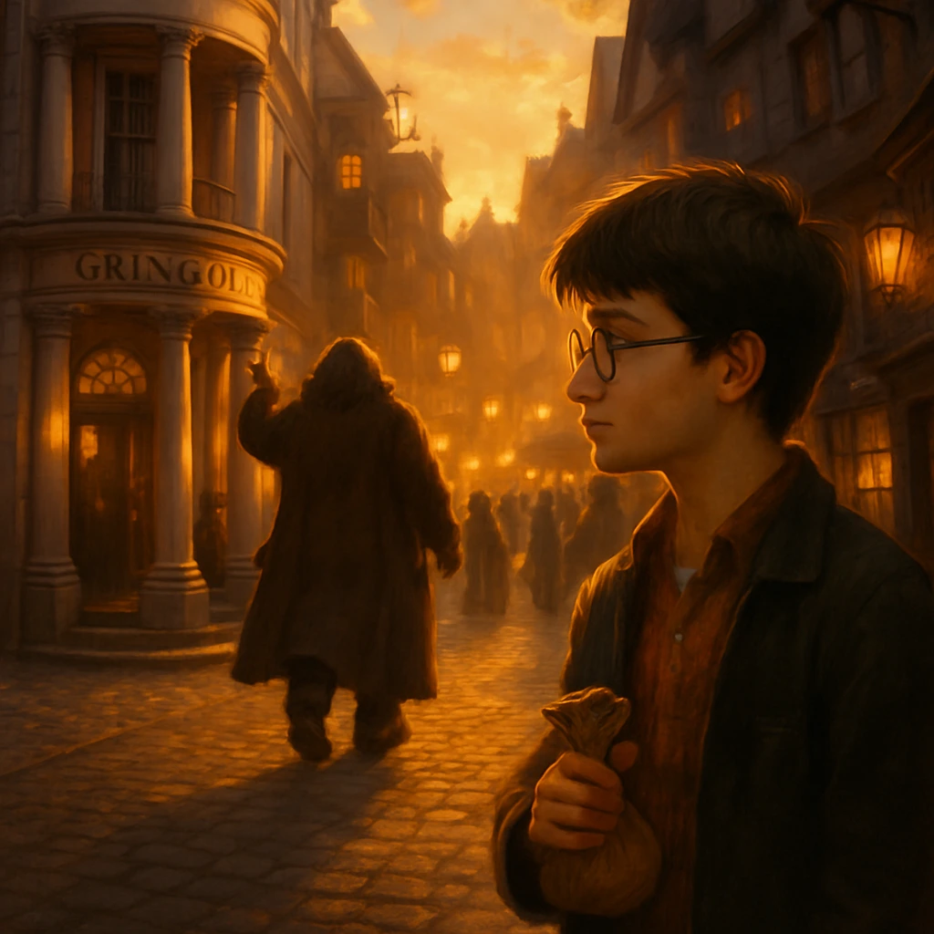 Harry Potter watches Diagon Alley fade in Through the Brick Wall