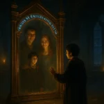 Mirror of Erised showing Harry Potter’s parents in a golden frame at Hogwarts