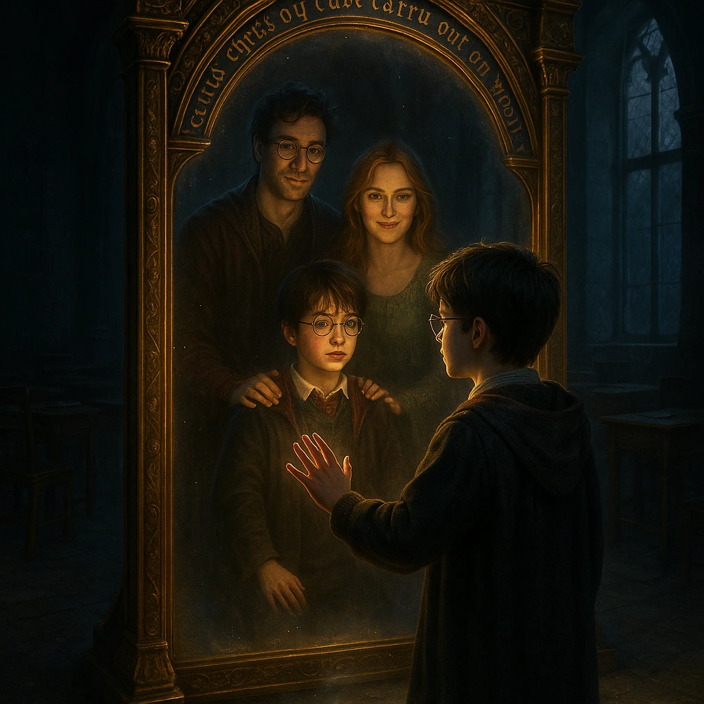 Harry Potter sees his parents in the Mirror of Erised at Hogwarts