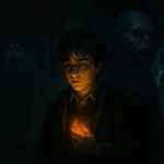 Harry vs Voldemort final battle in the Philosopher’s Stone chamber with the Mirror of Erised glowing