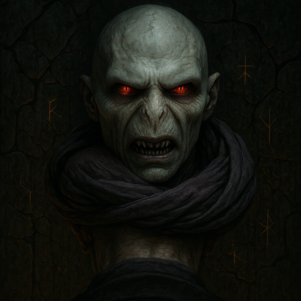 Harry vs Voldemort as the Dark Lord’s red-eyed face emerges from Quirrell’s head