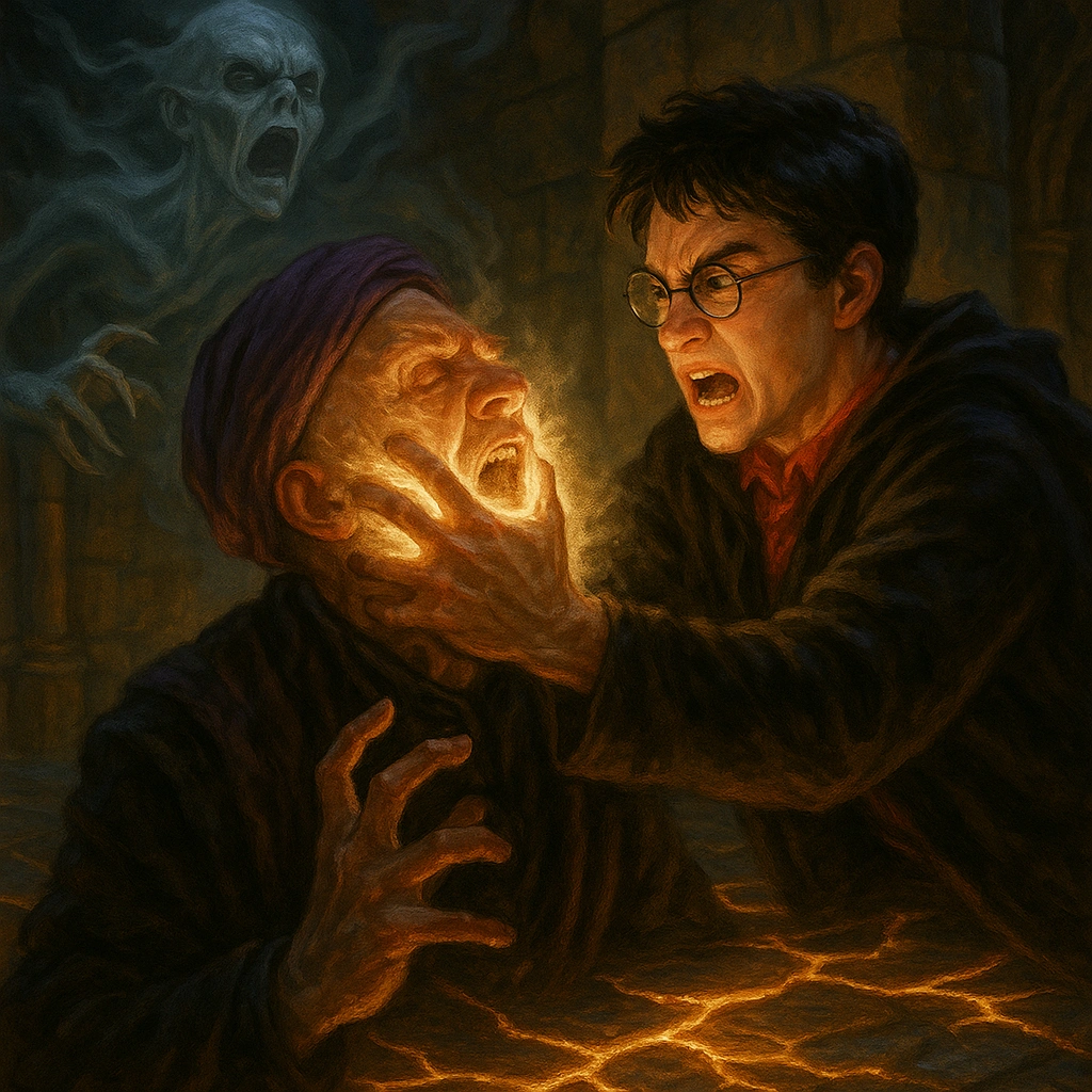 Harry vs Voldemort climax as Harry’s touch burns Quirrell with protective magic