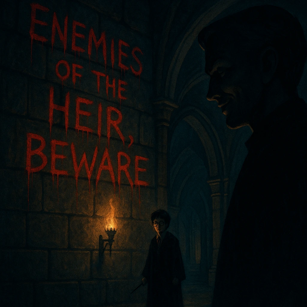 Malfoy at Hogwarts foreshadowing writing on the wall.