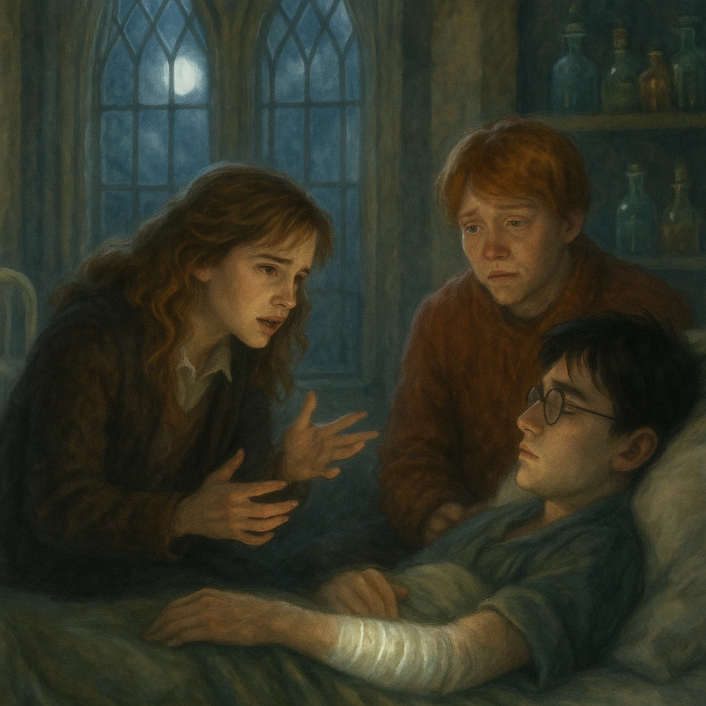 Harry Potter in Hogwarts Hospital Wing after Bludger attack The Howler & the Bludger